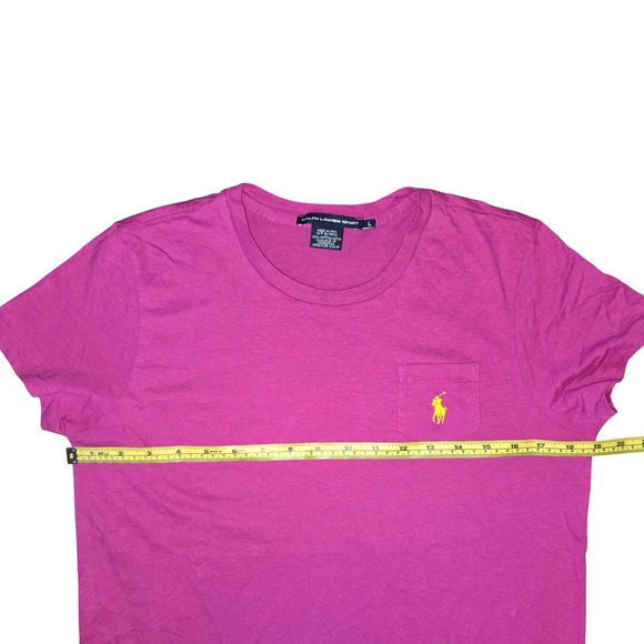 Ralph Lauren Sport Top Women's T-Shirt Short Sleeve Pink Pony Pocket - Picture 4 of 6